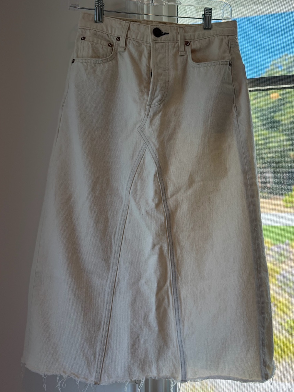 rag & bone Cream A-Line Midi Denim Skirt - Jean size 25